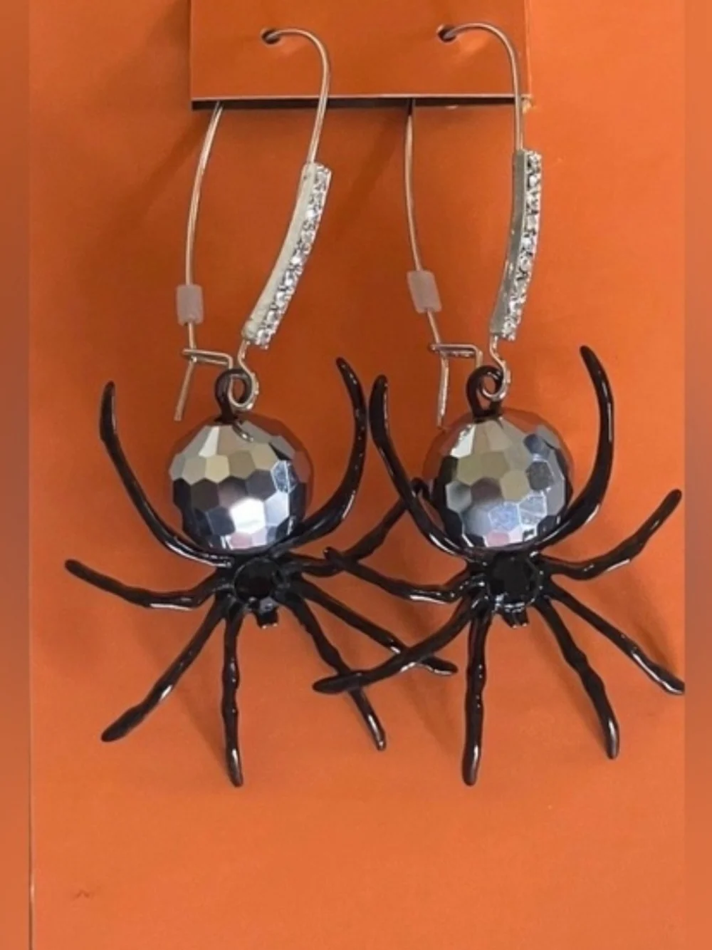 🖤▪️Betsey Johnson ▪️Faux Stone Spider Disco Ball Dangle Earrings